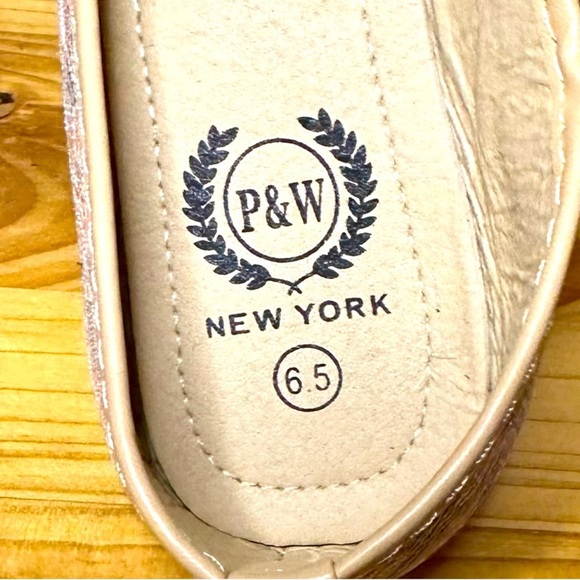 2 PAIR of P & W round toe ballet flats Black & cream lace floral w/ bow 605 - Picture 13 of 14